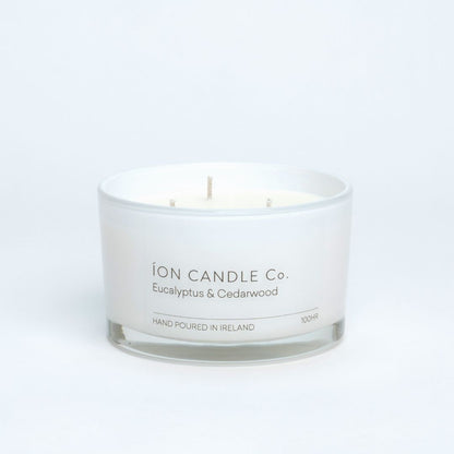 Ion Candle Co. - luxury scented eucalyptus & cedarwood candle - 100 hours burn time