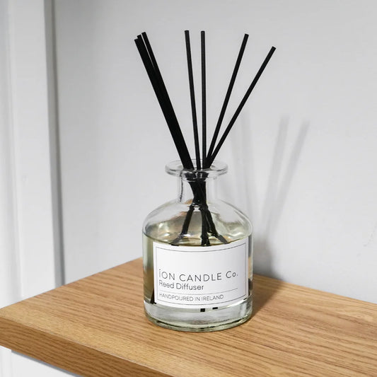 Ion Candle Co. - Spiced Tonka Bean Luxury Reed Diffuser 200ml bottle on a shelf