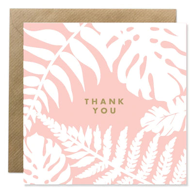 Ion Candle Co. - Thank You Floral greeting card, pink & White